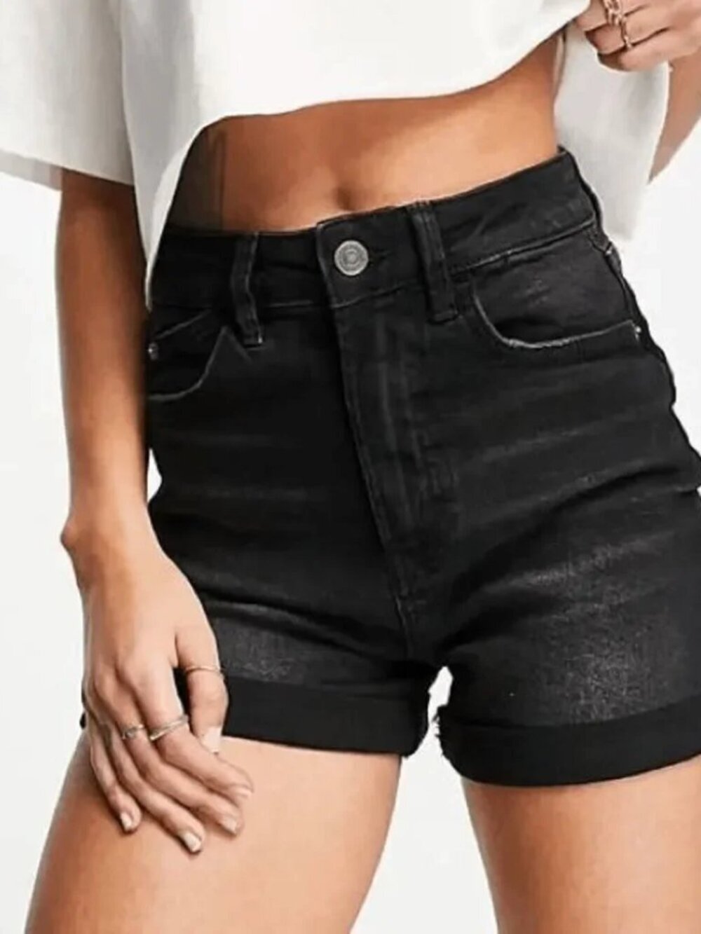 Kendall and Kylie Womens Black High Rise Drifter Denim Jeans Shorts Size 25